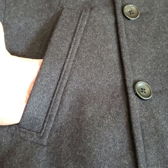 Claiborne Pea Coat Mens L Charcoal Gray Double Breasted Wool Blend Classic - Picture 6 of 10